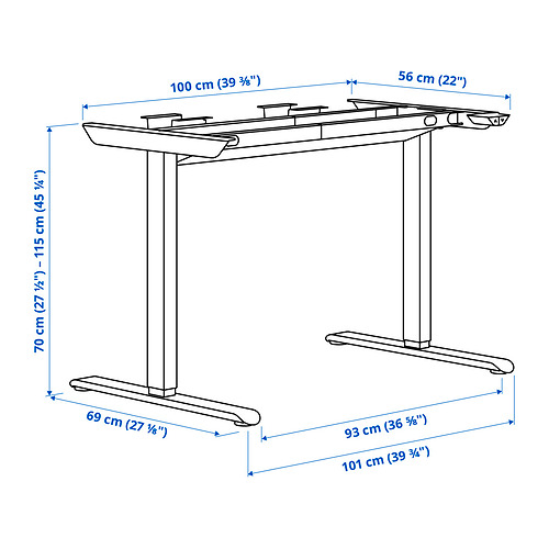 TRAVSPORT underframe sit/stand f table tp, el