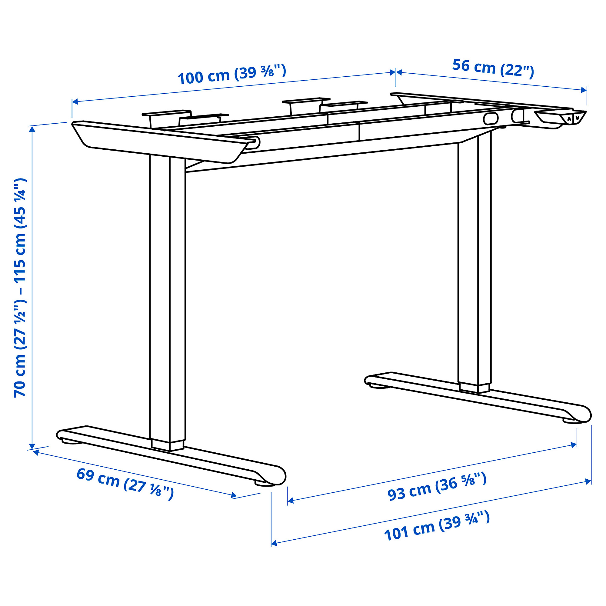 TRAVSPORT underframe sit/stand f table tp, el