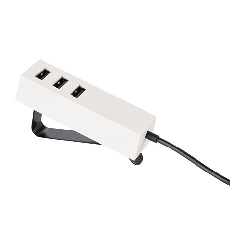 LÖRBY USB charger with clamp