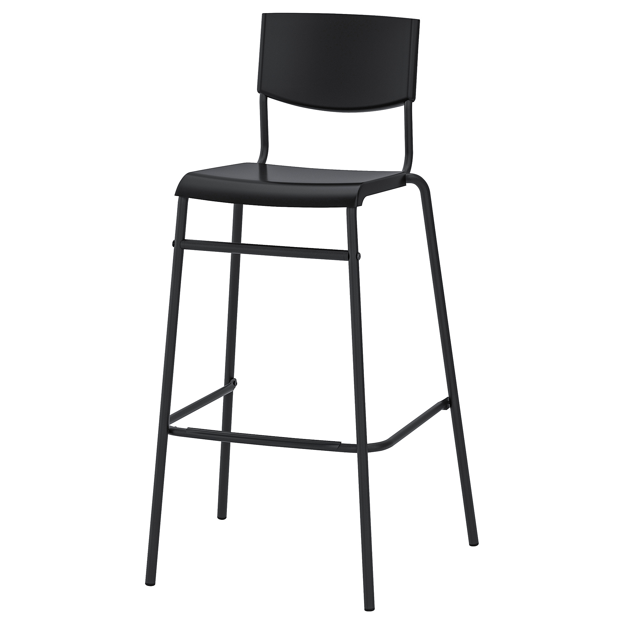 STIG - 高腳凳連靠背, 黑色/黑色, 74 厘米| IKEA 香港及澳門