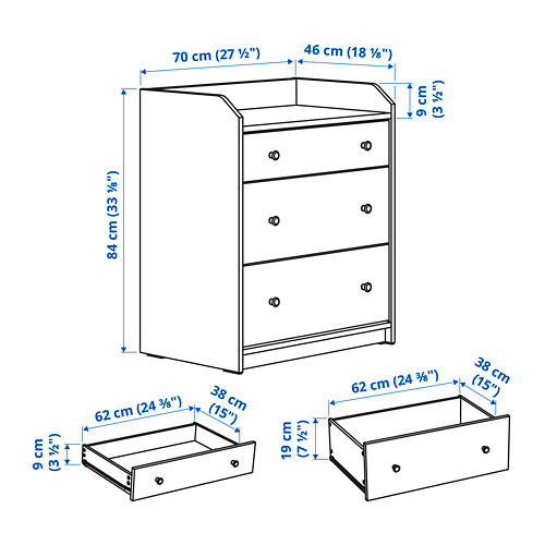 HAUGA chest of 3 drawers