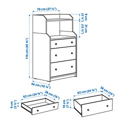 HAUGA - 三層抽屜櫃連層架, 白色 | IKEA 香港及澳門 - PE782649_S3