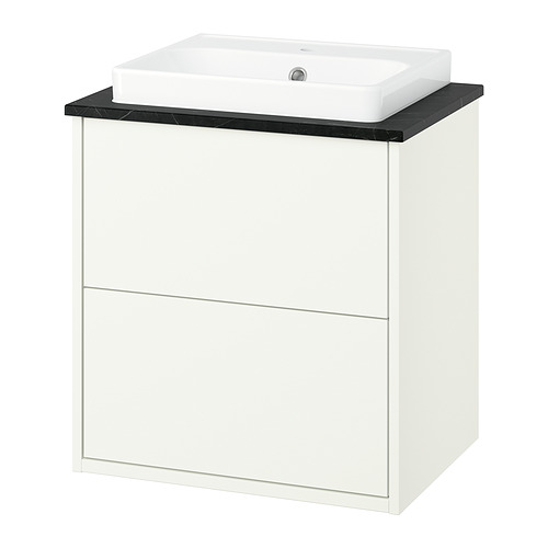 HAVBÄCK/ORRSJÖN - wash-stnd w drawers/wash-basin, white/black marble effect, 62x49x71 cm | IKEA Hong Kong and Macau - E1021178_S4