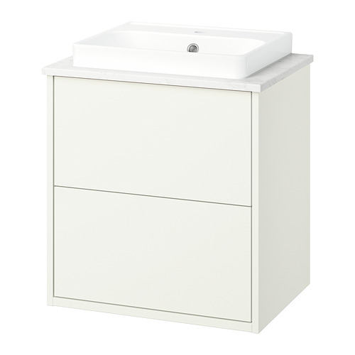 HAVBÄCK/ORRSJÖN - wash-stnd w drawers/wash-basin, white/white marble effect, 62x49x71 cm | IKEA Hong Kong and Macau - E1021233_S4