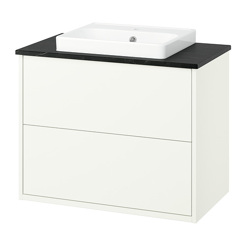 HAVBÄCK/ORRSJÖN - wash-stnd w drawers/wash-basin, white/black marble effect, 82x49x71 cm | IKEA Hong Kong and Macau - E1021285_S4