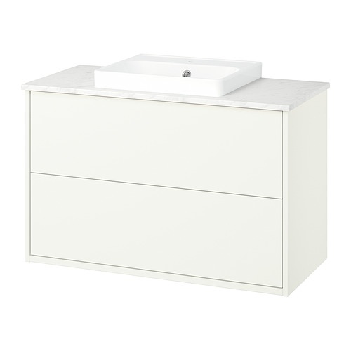 HAVBÄCK/ORRSJÖN - wash-stnd w drawers/wash-basin, white/white marble effect, 102x49x71 cm | IKEA Hong Kong and Macau - E1021315_S4