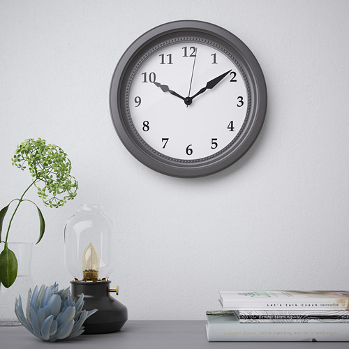 PLUTTIS wall clock, low-voltage/black, 28 cm - IKEA