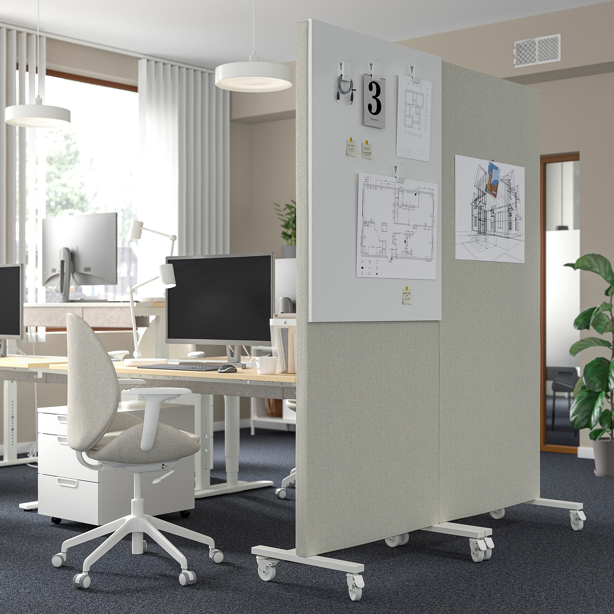MITTZON frame with castors/acoustic screen