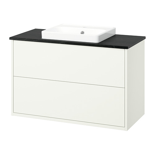 HAVBÄCK/ORRSJÖN - wash-stnd w drawers/wash-basin, white/black marble effect, 102x49x71 cm | IKEA Hong Kong and Macau - E1021316_S4