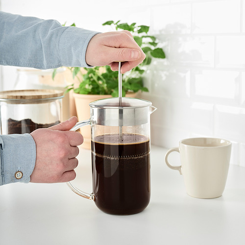 UPPHETTA French press coffee maker, glass, stainless steel, Height: 9  Diameter: 4 - IKEA