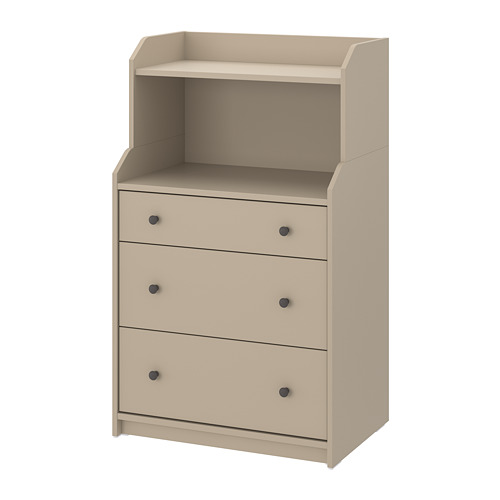 HAUGA chest of 3 drawers with shelf