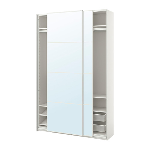 PAX/AULI wardrobe combination, white/mirror glass, 150x44x236 cm