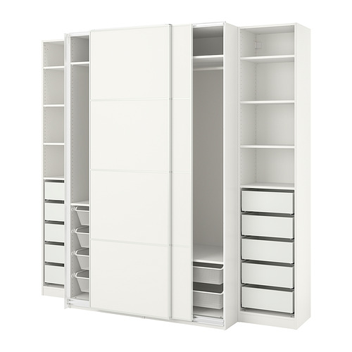 PAX/MEHAMN wardrobe, white/double sided white, 250x66x236 cm
