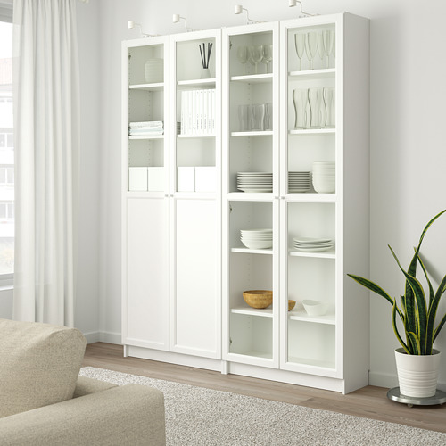 BILLY/OXBERG bookcase with panel/glass doors