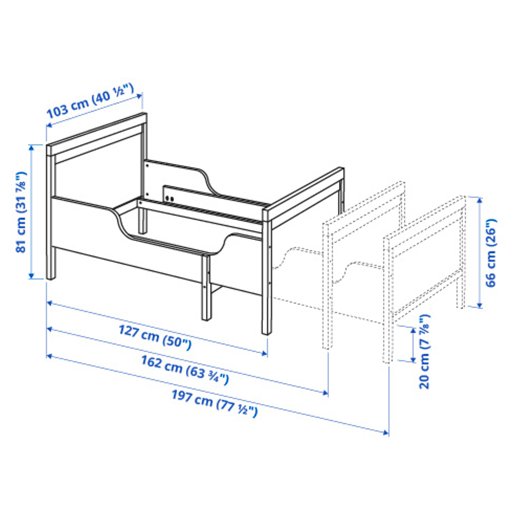 SUNDVIK ext bed frame with slatted bed base