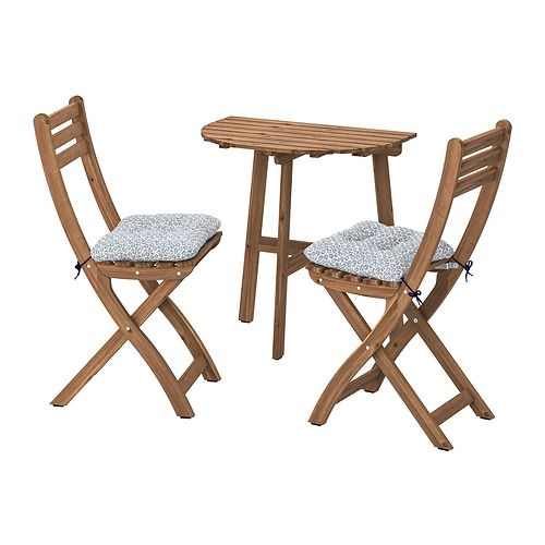 ASKHOLMEN table f wall+2 fold chairs, outdoor