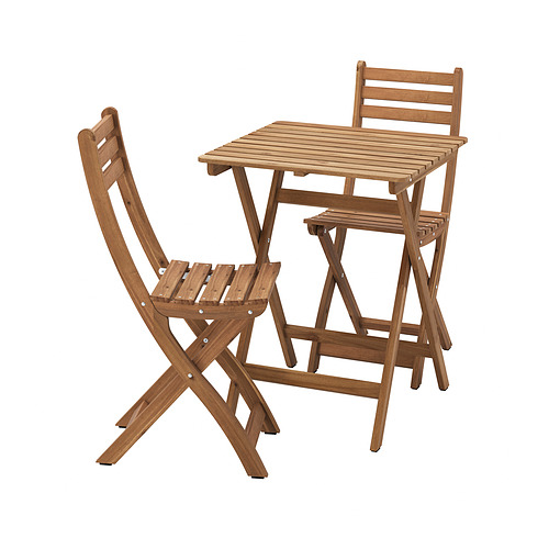 ASKHOLMEN table and 2 folding chairs, outdoor