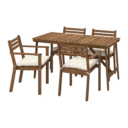 ASKHOLMEN table+4 chairs w armrests, outdoor