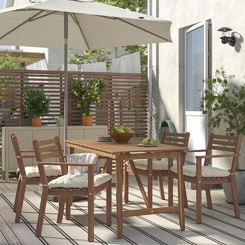 ASKHOLMEN table+4 chairs w armrests, outdoor