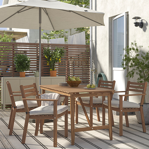 ASKHOLMEN table+4 chairs w armrests, outdoor