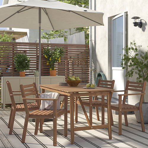 ASKHOLMEN table+4 chairs w armrests, outdoor
