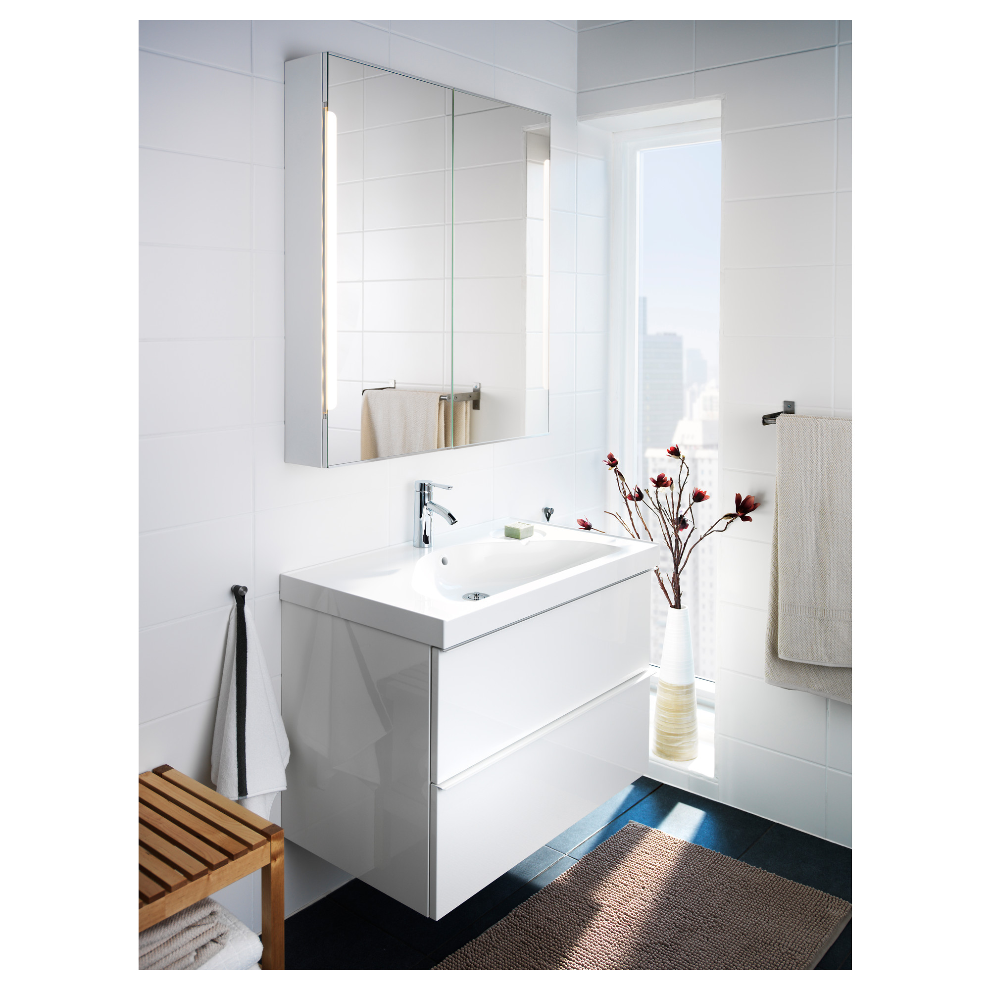 Godmorgon Wash Stand With 2 Drawers High Gloss White Ikea