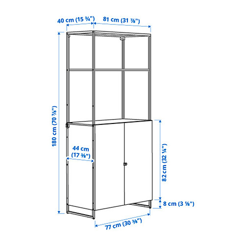 JOSTEIN 層架組合連門, 81x44x180 cm, 室內/戶外用/白色
