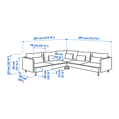 SÖDERHAMN corner sofa, 6-seat