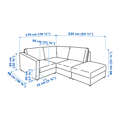 VIMLE corner sofa, 3-seat