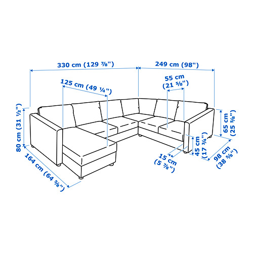 VIMLE corner sofa, 5-seat
