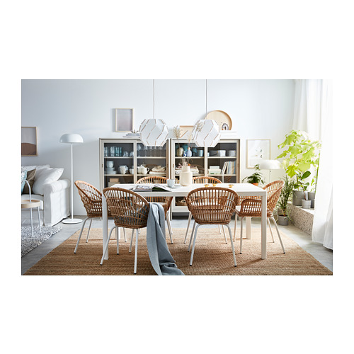 NILSOVE - chair with armrests, rattan/white, 57x57x82 cm | IKEA 