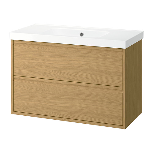 ORRSJÖN/ÄNGSJÖN - 洗手盆櫃連抽屜/洗手盆, 橡木紋, 102x49x69 厘米 | IKEA 香港及澳門 - E1022339_S4