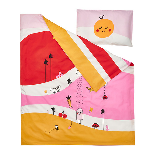 GRÖNFINK duvet cover 1 pillowcase for cot