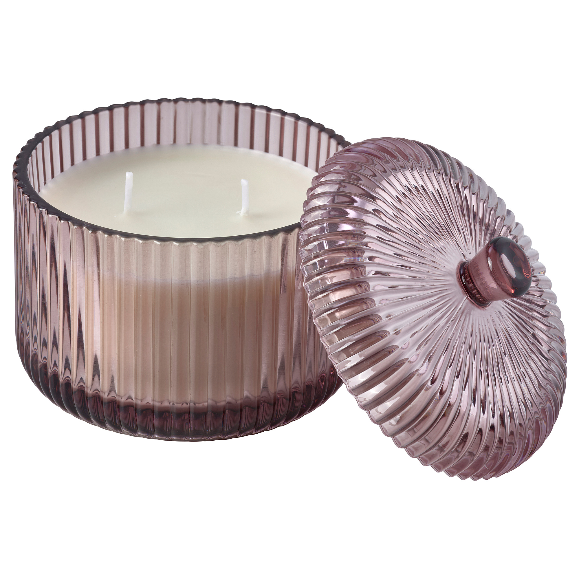 SNÖSISKA scented candle/glass w lid/2 wicks