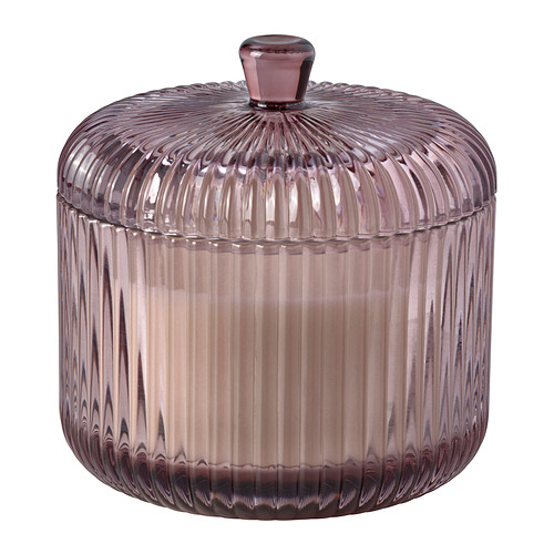 SNÖSISKA - scented candle/glass w lid/2 wicks, Tonka and orange blossom pale pink, 20 hr | IKEA Hong Kong and Macau - E1022402_S4