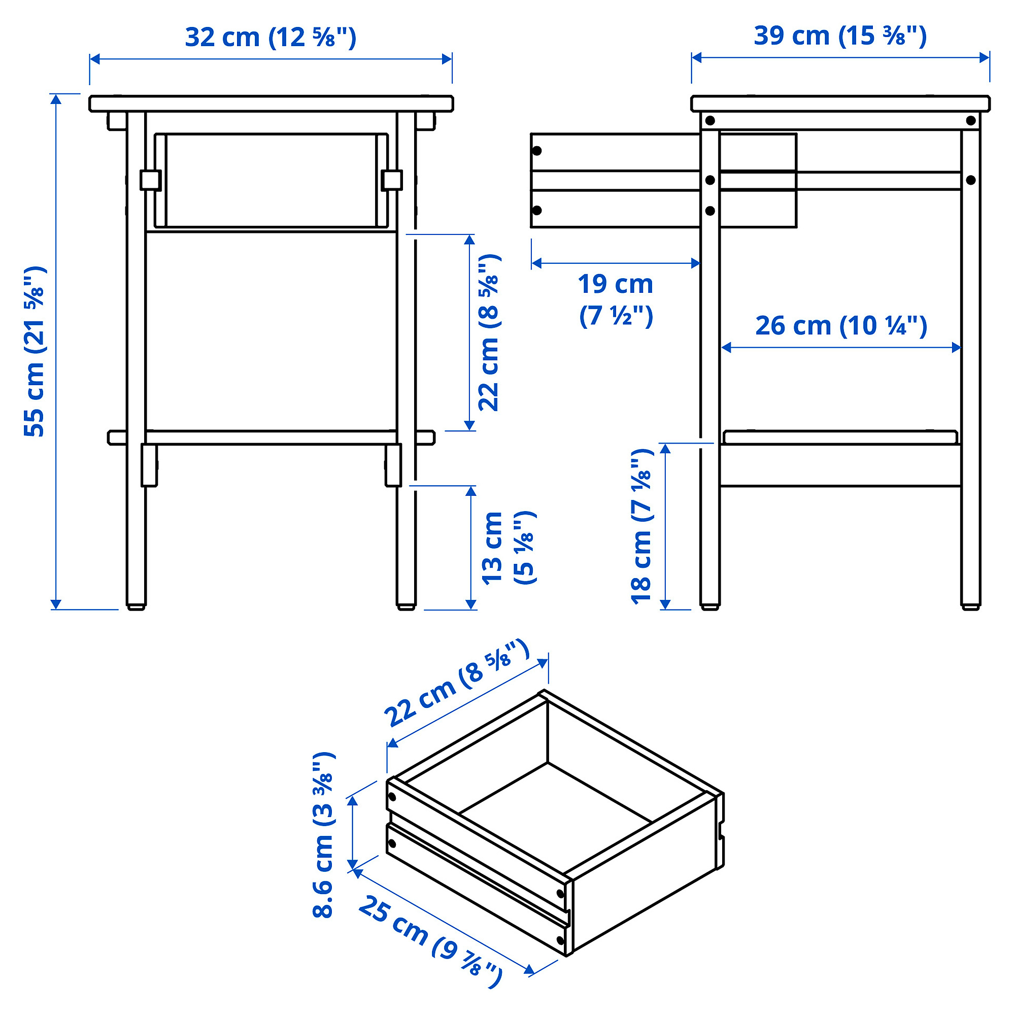 KRONÖREN bedroom furniture, set of 3
