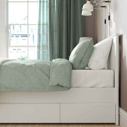 SONGESAND bed frame with 4 storage boxes