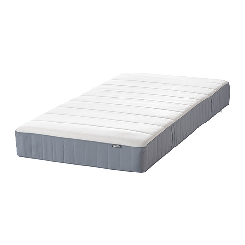 VESTERÖY pocket sprung mattress, firm/light blue, single