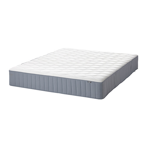 VÅGSTRANDA pocket sprung mattress, firm/light blue, queen