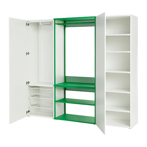 PLATSA - wardrobe with 2 doors, white Fonnes/green, 200x42x181 cm | IKEA Hong Kong and Macau - PE990490_S4