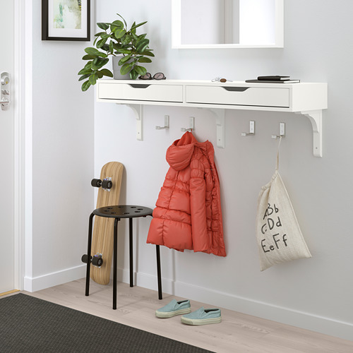 EKBY ALEX shelf with drawers, 119x29 cm, white