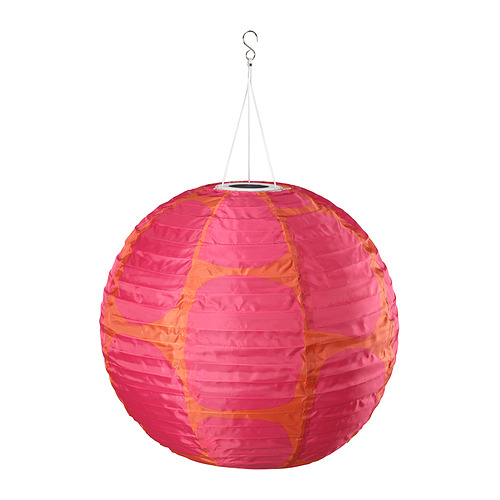 SOLVINDEN - LED solar-powered pendant lamp, outdoor globe/orange dark pink, 45 cm | IKEA Hong Kong and Macau - PE990502_S4