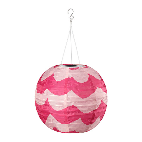 SOLVINDEN - LED solar-powered pendant lamp, outdoor globe/pink dark pink, 30 cm | IKEA Hong Kong and Macau - PE990512_S4