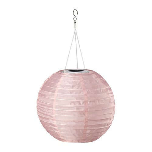 SOLVINDEN - LED solar-powered pendant lamp, outdoor globe/pink, 30 cm | IKEA Hong Kong and Macau - PE990516_S4