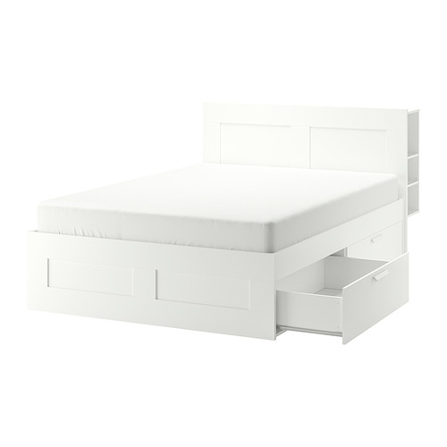 BRIMNES bed frame w storage and headboard