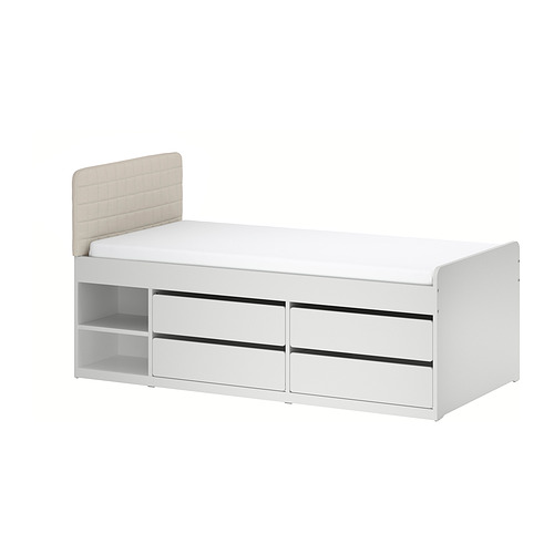 SLÄKT bed frame with storage