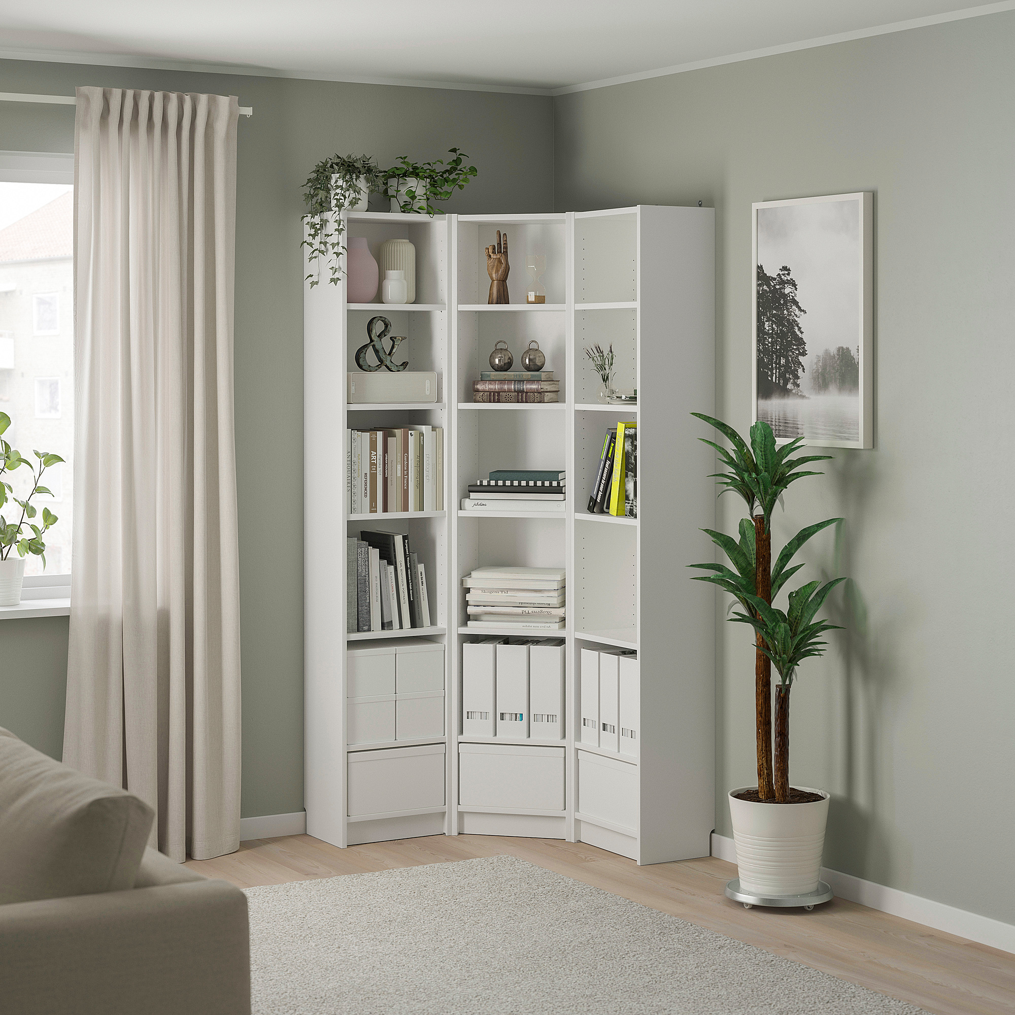 BILLY bookcase combination/crnr solution, white IKEA Hong Kong and