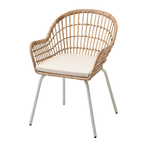 NORNA/NILSOVE - 椅子連椅墊, 藤白色/Laila 米色, 57x57x82 cm | IKEA 