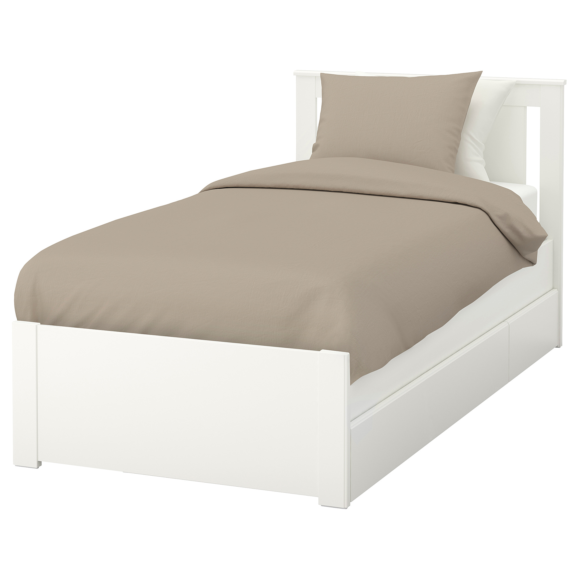 SONGESAND bed frame with 2 storage boxes, single, white/Luröy IKEA