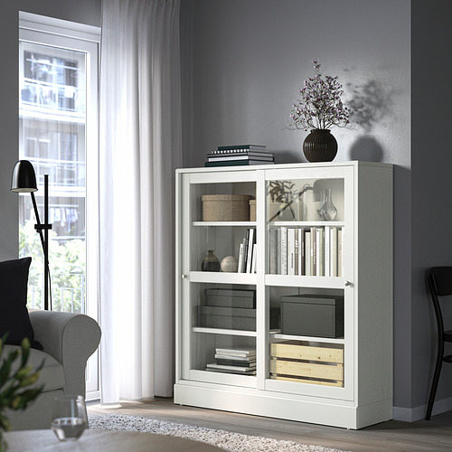 HAVSTA glass-door cabinet with plinth